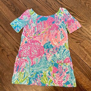 Girls Lilly Pulitzer Esme Knit Dress Coral w Pockets Sz M 6-7 100% Cotton
